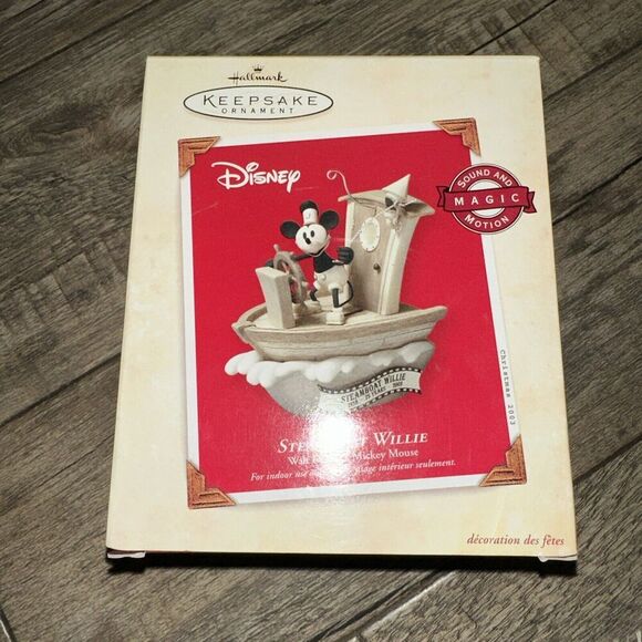 New 2003 Hallmark Disney Steamboat Willie Mickey Mouse Ornament Sound Motion NIB - Picture 1 of 2